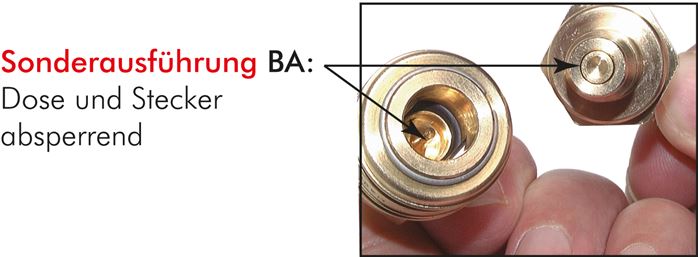 Exemplary representation: Coupling plug with male thread, special version BA