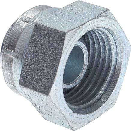 Exemplary representation: Closing screw connection with G-thread (60° universal sealing cone, female), galvanised steel