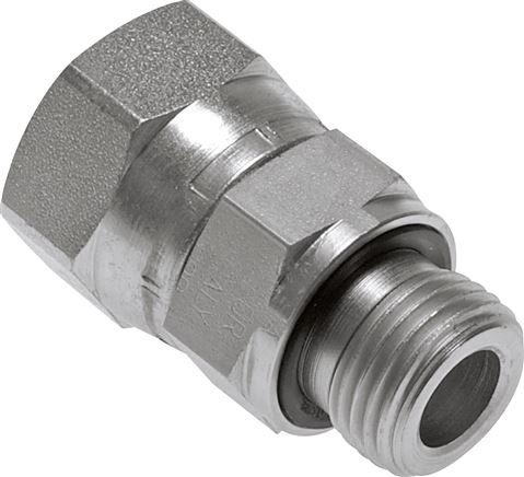 Exemplary representation: Straight ORFS screw-in fitting with union nut (G-thread), galvanised steel