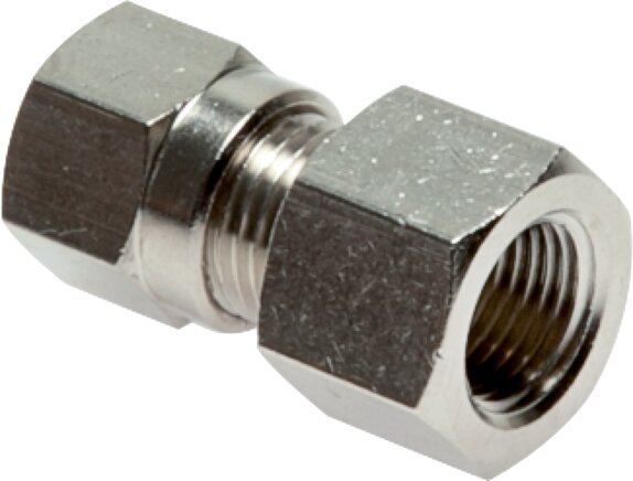 Exemplary representation: Straight screw-on fitting, with female thread, nickel-plated brass
