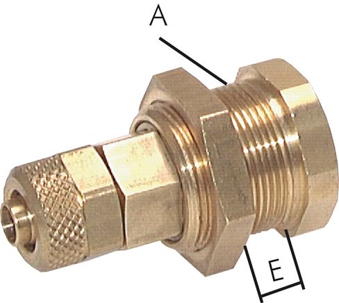 Exemplary representation: Breakaway coupling socket with union nut & bulkhead thread, brass