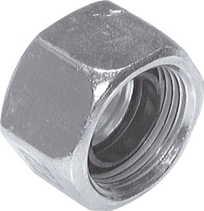 Exemplary representation: Functional nut with mounted cutting and sealing ring