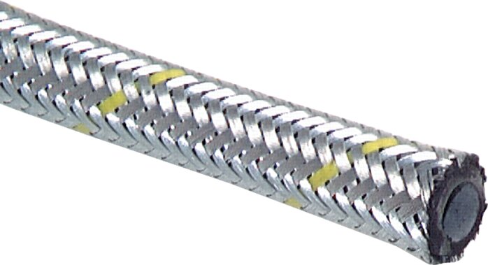 Exemplary representation: Silver hose with galvanised steel wire braiding