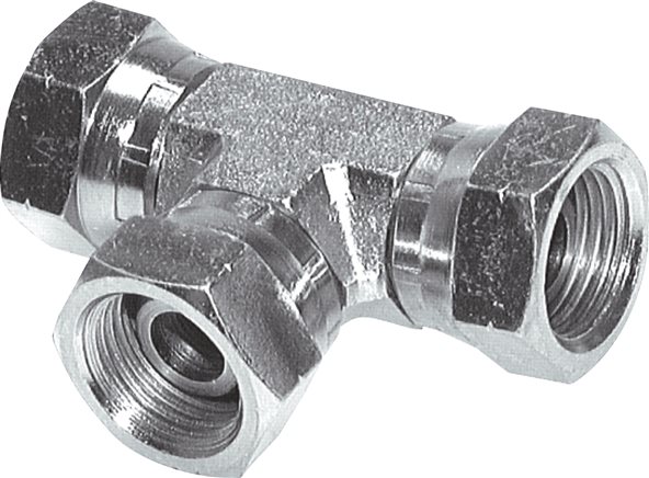 Exemplary representation: T-screw connection with G-thread (60° universal sealing cone, female), galvanised steel