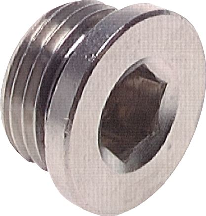 Exemplary representation: Closing plug with hexagon socket, cylindrical thread, nickel-plated brass