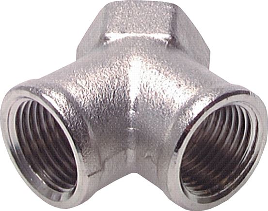 Exemplary representation: 2-way air diverter with female thread, nickel-plated brass